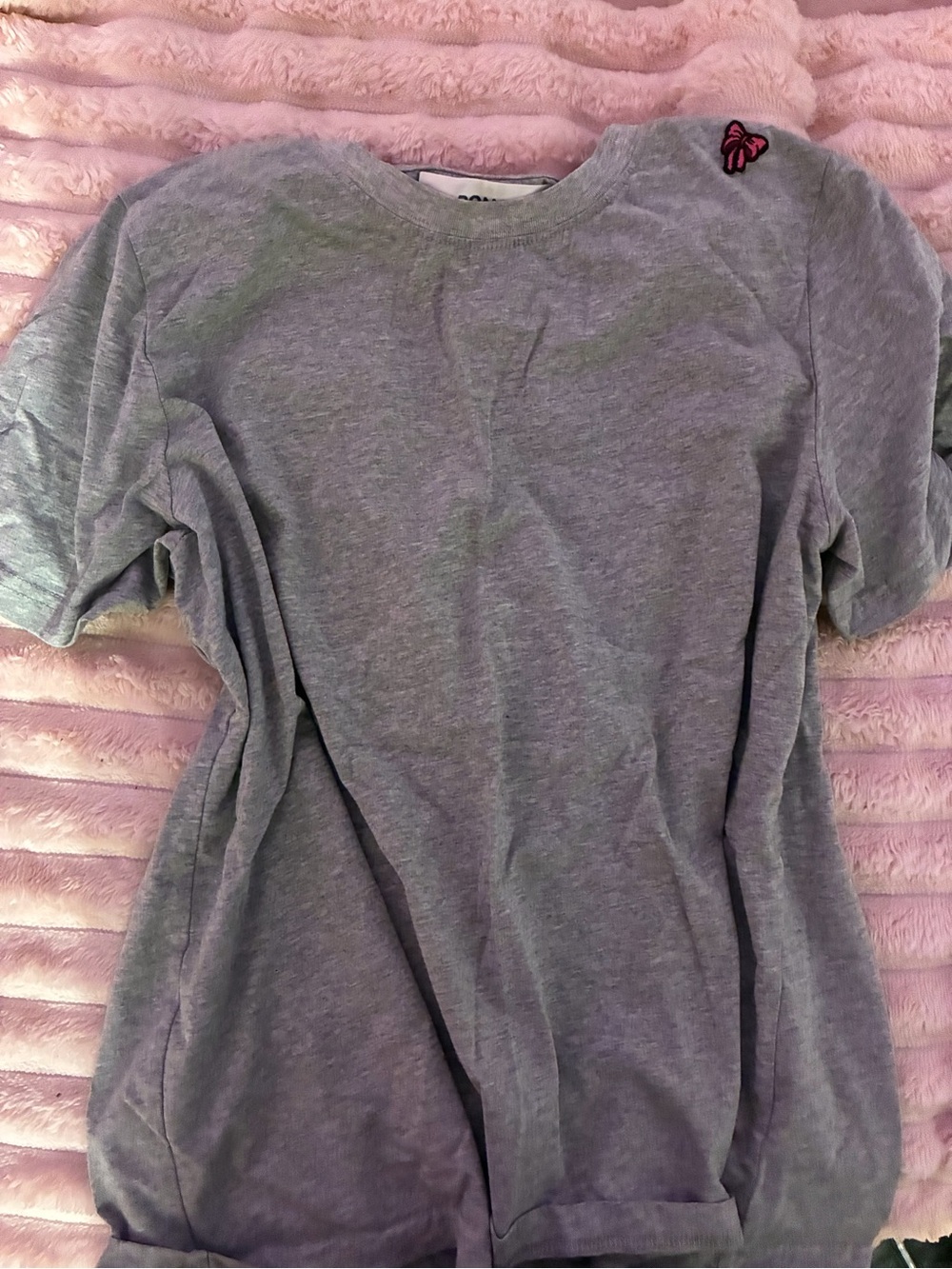 Gray T-Shirt with Butterfly Patch